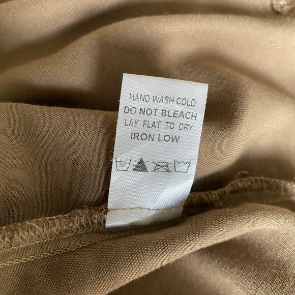 White Birch Frayed Hem Utility Shirt Women M Mushroom Tan Quiet Luxury Button Up - Picture 8 of 11